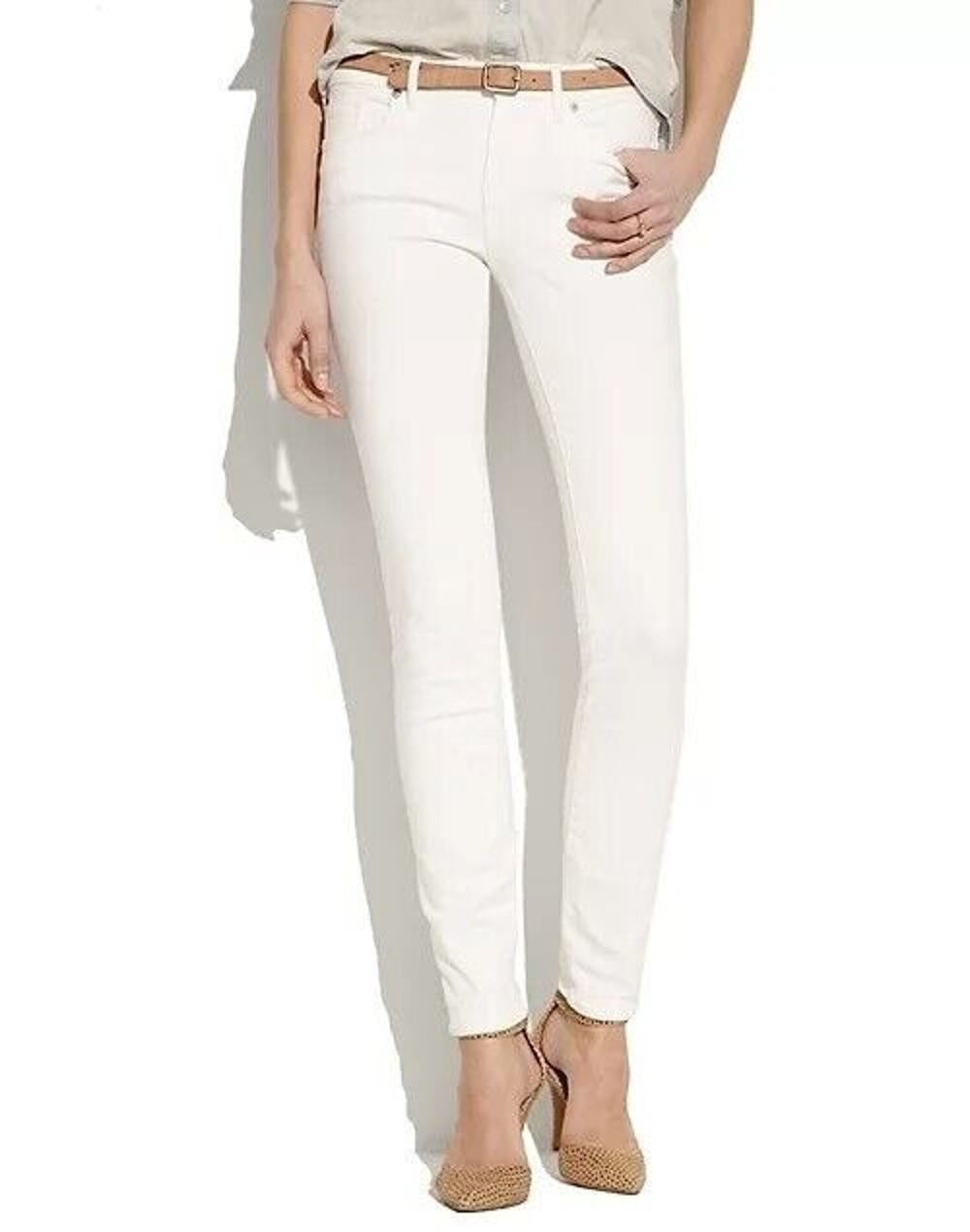 Madewell Skinny Skinny Ankle Jeans Pure White Low Rise Stretch Denim Womens 25